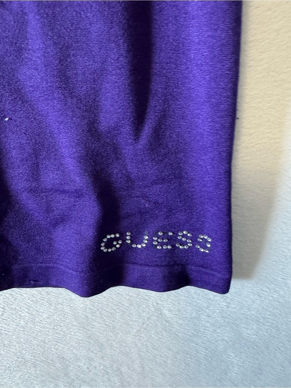GUESS Deep Purple Racerback Tank Top with Rhinestone Logo - Picture 3 of 5
